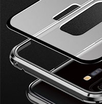 Found Samsung Galaxy S9+ SM-G965U  Transparent Magnetic Adsorption Tempered Glass Cover Case SIM Card Ejection Pins BEST